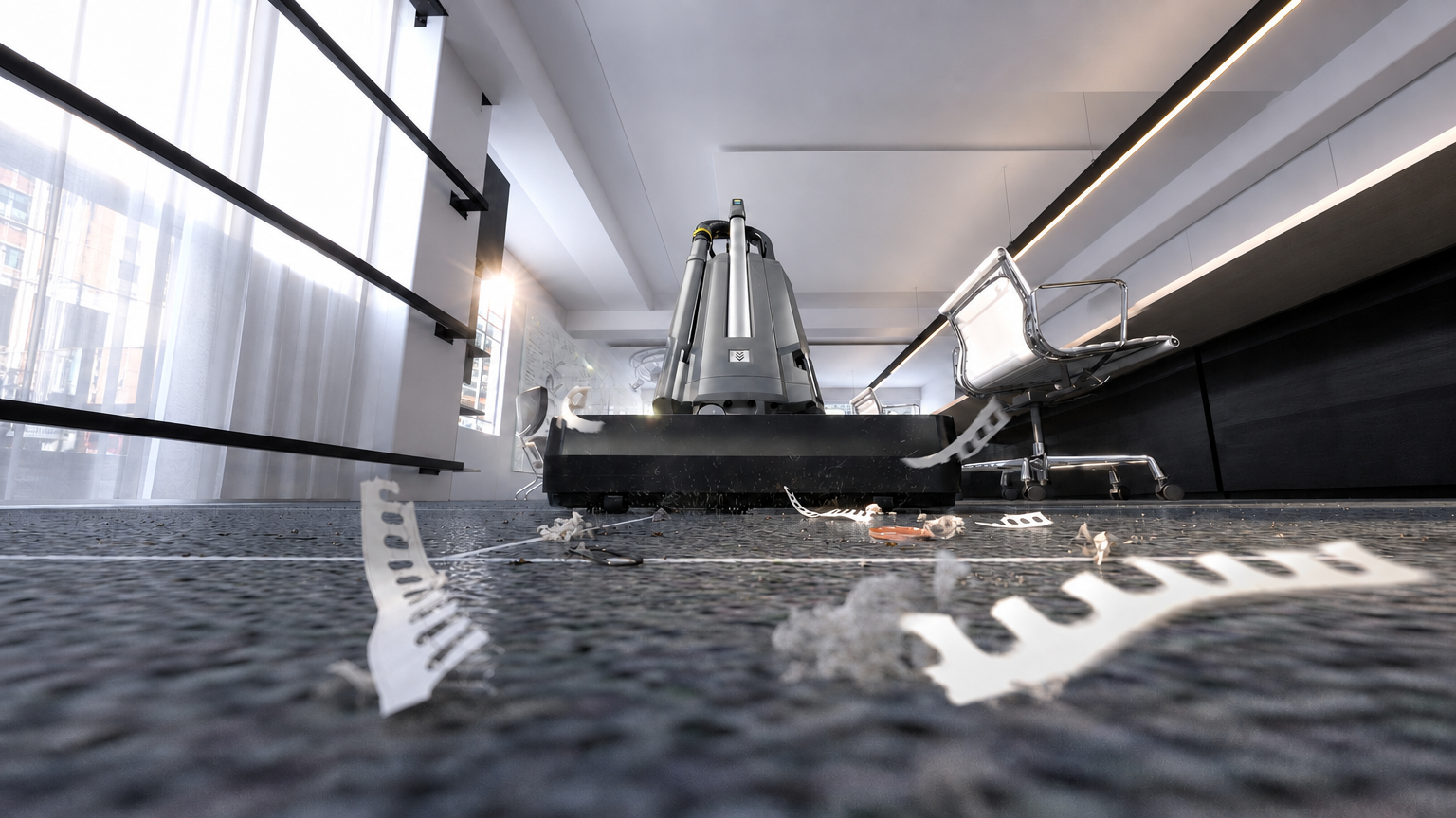 Limpeza de Piso em Ambiente Corporativo com Aspirador Profissional Kärcher CV 30/2